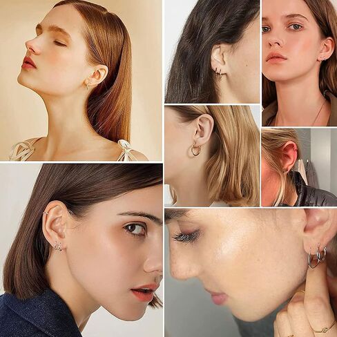 4 Pairs 925 Silver Plated Hoop Earrings For Women, Lightweight Circle Huggie Hypoallergenic Dangle Earrings 30mm/40mm/50mm/60mm Hoop Earrings Set Non Tarnish For Women Daily Life Set (4P Silver) in Kuwait
