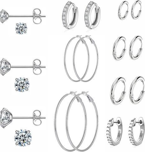4 Pairs 925 Silver Plated Hoop Earrings For Women, Lightweight Circle Huggie Hypoallergenic Dangle Earrings 30mm/40mm/50mm/60mm Hoop Earrings Set Non Tarnish For Women Daily Life Set (4P Silver) in Kuwait