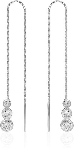 Tria Diamond Earring Set. Elegant and Chic Designer Gold Chain Thread Earrings. Womens Fine gold earrings set. Celebrity Favorite! (Gold) in Saudi Arabia