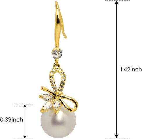 Pearl Bow Earrings for Women Crystal Bow Earrings,14k Gold Pearl Drop Dangle Earrings,Pearl Bow Stud Earrings Christmas Earrings Bow Earrings for Christmas Party Holiday Jewelry Gifts for Women in Saudi Arabia