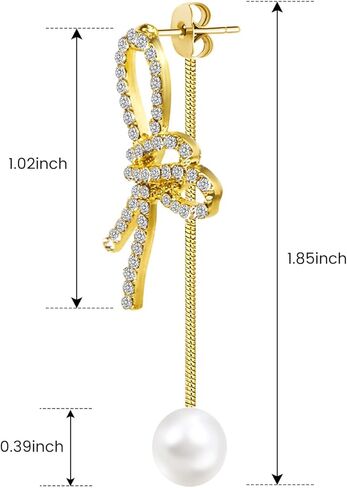 أقراط القوس اللؤلؤة للنساء أقراط القوس الكريستالية ، وأقراط الذهب الذهب 14 كيلو ، أقراط القوس ، أقراط عيد الميلاد لأقراط لعيد الميلاد ، هدايا مجوهرات عطلة عيد الميلاد للنساء in Kuwait