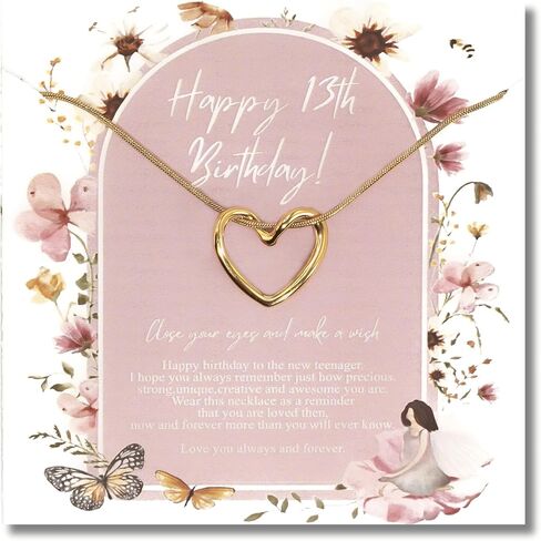 10 Year old Girl Birthday Gifts for Gold Plated Heart Necklace 10th Birthday Gifts for Girl Adjustable Length 10 Birthday Gifts Ideas for Trendy (10th Birthday Gift) in Saudi Arabia