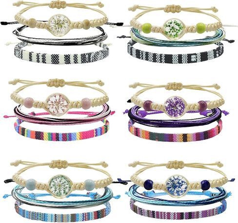 18 Pcs Boho Surfer Beach Bracelet Ankle Adjustable Beaded Anklets, Handmade Hippie Braided Bracelets Waterproof, String Rope Ankle Bracelets for Men Women, Summer Mexican Beachy Woven Jewelry in Saudi Arabia