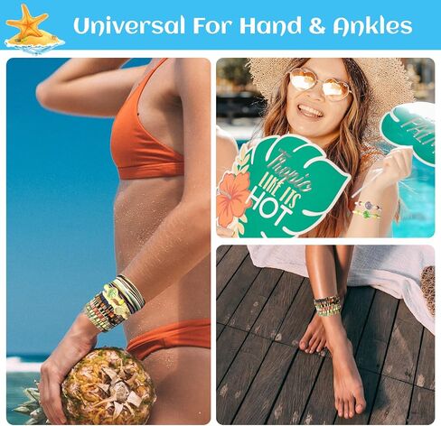 18 Pcs Boho Surfer Beach Bracelet Ankle Adjustable Beaded Anklets, Handmade Hippie Braided Bracelets Waterproof, String Rope Ankle Bracelets for Men Women, Summer Mexican Beachy Woven Jewelry in Saudi Arabia