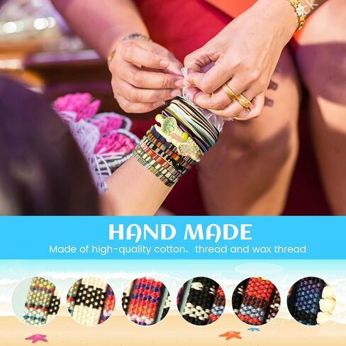 18 Pcs Boho Surfer Beach Bracelet Ankle Adjustable Beaded Anklets, Handmade Hippie Braided Bracelets Waterproof, String Rope Ankle Bracelets for Men Women, Summer Mexican Beachy Woven Jewelry in Saudi Arabia