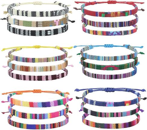 18 Pcs Boho Surfer Beach Bracelet Ankle Adjustable Beaded Anklets, Handmade Hippie Braided Bracelets Waterproof, String Rope Ankle Bracelets for Men Women, Summer Mexican Beachy Woven Jewelry in Saudi Arabia