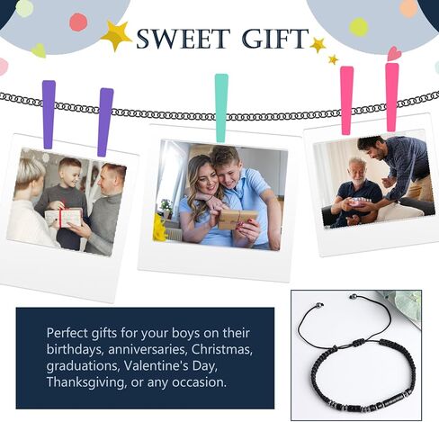 To My Son Bracelet from Mom,Morse Code Bracelets with Engraved Wallet Card,Adjustable Handmade Mens Beaded Bracelets easter basket stuffers in Saudi Arabia