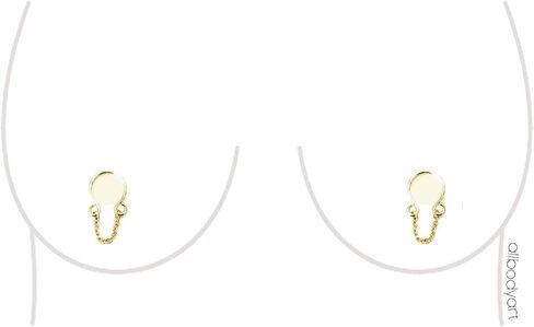 Non-Piercing Nipple Chain Adjustable Jewelry for Women Faux Piercing (Silver) in Kuwait