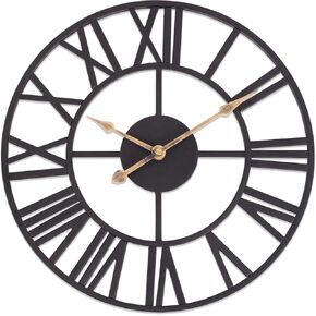 Wall Clocks for Living Room Decor, 14 Inch Silent Analog Battery Operated Wall Clock, Black Rustic Farmhouse Metal Wall Clock for Kitchen, Office, Bedroom