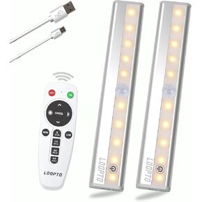 LDOPTO Under Cabinet Lighting Wireless 6 Pack, Remote Control LED Dimmable Closet Lights Rechargeable Battery Operated Lights, Stick on Touch Night Lights for Hallway Stairs Pantry Kitchen 3 Colors