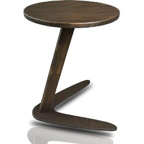 C-Shaped Handmade Solid Wood End Table, Side Table for Couches, Sofa Tables Slide Under Couch for Living Room, Over Couch TV Tray Table for Small Spaces (Medium, Chestnut) in Kuwait