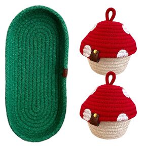 Handmade Mushroom Storage Set–Decorative,Functional Storage for Bathroom,Home Décor,Perfect Gift (3-Piece Handmade Mushroom Storage Set – Functional and Decorative Organization for Home and Bathroom)
