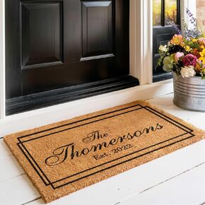 Personalized Last Name Coir Coconut Husk Doormat Door Mat 18x30 or 24x36 (18"x 30")