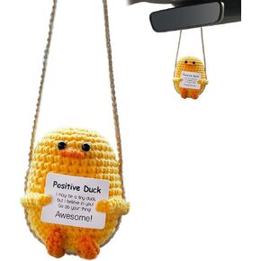 2025 New Crochet Car Charms, Mini Positive Chicks, Car Mirror Charms, Handmade Sentimental Pendants with Positive Cards to Encourage Cheer Up Colleagues, Friends, Daughters (Little Yellow Chicken)