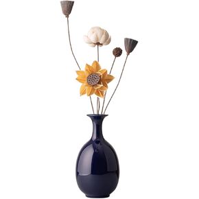 Matte Earth Ceramic Vase with Dried Flowers, Handmade in Jingdezhen, for Modern Home Decor Office Bookshelf Tables Living Room Bedroom Shelf Decor Entryway Dry Flower Arrangement Ornament