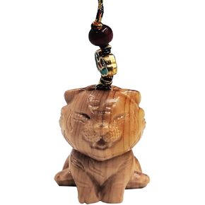 Small Animal Pendant Wrist Straps Lanyard Wooden Hand Carved Arborvitae Cute Mini Art Decorative Handmade with Storage Bag for Phone Bag Backpack Keychain Decor (12pcs Chinese Zodiacs)