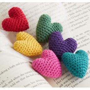 1 "Mini Crochet Hearts مجموعة من 6 ، حشو وعاء ، هدية للأم ، الهدايا المصنوعة يدويًا ، لهجات المنزل الرومانسية ، المعيشة الشقة (الوردي ، مجموعة حمراء)