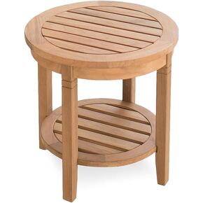 Cambridge Casual Seaside Teak Wood Coffee Table with All-Weather Wicker, Natural Teak/Honey Core