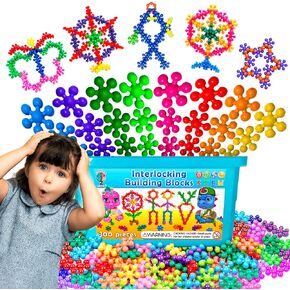 Curious 2 Learn Pastel Colors Building Blocks 300ct - Kids STEM Toys Educational Building Toys- Discs Sets Interlocking, Solid Plastic for Preschool Kids Boys and Girls Aged 3+, Creativity Kids Toys