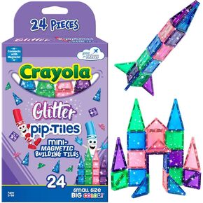 CreateOn Crayola Mini Magnetic PIP-Tiles, Bold Colors - Building Set for Kids, Magnetic Building Toys for Kids, STEM Travel Toys for Boys and Girls Ages 3+, 24-Piece Set (Bold)