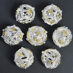 RULE DICE 7pcs Captive Magic Dragon Metal D& D Dice Set, Unique Design, Fantastical Hollow Polyhedral DND Metal Dice, Suitable for Role Playing Games Dungeons and Dragons D&D Dice Set (Rainbow)