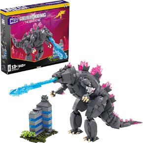 Mega Godzilla x Kong The New Empire Building Set Figure Godzilla مع 543 قطعة وملحقات ، طولها 8 بوصات ، لهواة جمع البالغين