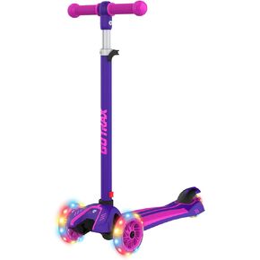 Gotrax KS1 Kids Kick Scooter, LED Lighted Wheels and 3 Adjustable Height Handlebars, Lean-to-Steer & Widen Anti-Slip Deck, 3 Wheel Scooter for Boys & Girls Ages 2-8 and up to 100 Lbs