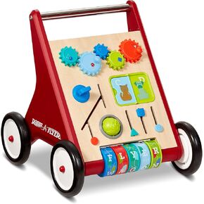 Radio Flyer Classic Walker Wagon, Sit to Stand Toddler Toy, Wood Walker, For Ages 1-4, Red