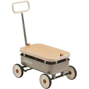 PULA-Wild 3-in-1 Kids' Pull-Along Wagon Toddlers Push Walker for 2.5-8, Removable Wooden Cover and Adjustable Handlebar, Birthday Gifts Max Weight 33 lbs (Red)
