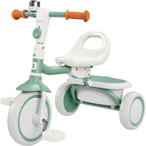 besrey Kids Tricycle with Flash Wheels for Ages 18 Months to 5 Years, Toddler Tricycle with Bell, Kids Tricycle, Gift for 2-5 Year Olds, Gift and Toy for Boys and Girls, Tricycle for Toddlers, Pink