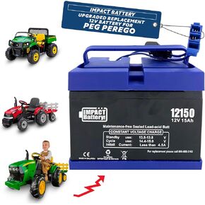 Impact Battery-Upgraded Replacement 12V Battery for Peg Perego John Deere Tractor Ride-on Toy | Gator 12V Battery for Ride On Toys | Kids Tractor Battery | Ride On Car Battery Upgrade (12V 15 Amp Kit)
