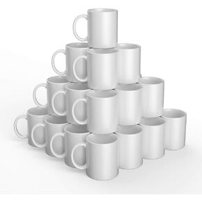 Cricut Beveled Blank, Ceramic-Coated, Dishwasher & Microwave Safe Mug to Decorate, Mug Press & Infusible Ink Compatible,12 Oz Sublimation, Ideal for Crafts and Printing, 6 Count, White
