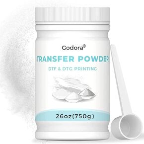 Godora DTF Powder White Digital Transfer Hot Melt Adhesive, DTF PreTreat Transfer Powder for Black or Dark Colored Garments, DTF Hot Melt Adhesive Powder for All DTF and DTG Printers, 450g - 16oz
