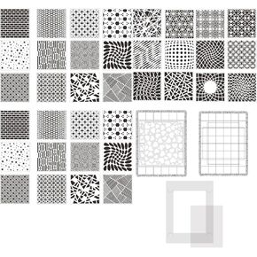 BAOFALI 49Pcs/Set (6 x 6 Inch) Bubbles Dots Floral Flourish Plastic Stencils and Low Stick Mat Blending Buddy Tool Set for DIY Card Painting On Wood, Wall, Fabric, Rock, Chalkboard…