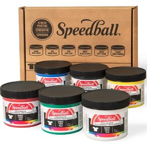 Speedball Fabric Screen Printing Ink Studio Set, 12-Colors, 8-Ounce for T-Shirt and Silkscreen Printmaking