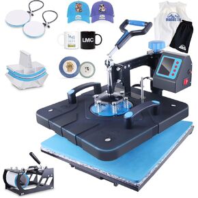 HORGELU Upgraded 8 in 1 Heat Press Machine 15x15 Inch Heat Transfer Machine 360-Degree Swing Away Multifunction Digital Sublimation Combo Heat Press for T Shirt Mug Hat Plate for Commercial Home 110V