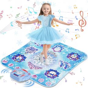 Dance Mat Toys Girl Gift: 8-Button Frozen Dance Pad Wireless Bluetooth Electronic Dance Game for Kids with 4 Game Modes LED Light Built-in Music Birthday Gifts for 3 4 5 6 7 8 9 10+ Years Old Girls