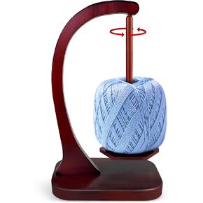 JUCPASH Yarn Ball Holder for Knitting and Crocheting, Wooden Yarn Spinner with Magnetic Metal Twirling Mechanism and Anti-Slip Pads, Crochet Gift for Knitting Lovers