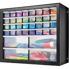 IRIS USA Bead Storage Drawer, Screw Organizer, Hardware Storage Organizer, 64 Small Drawer Parts Cabinet, Rhinestone, Small Parts, Nuts and Bolts, Tool Storage, Scrapbook Art Hobby - White