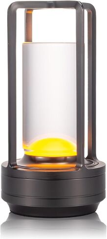 Portable Metal Table Lamp for Indoor/Outdoor ,Rechargeable Cordless LED Lamp, 3-Colour Infinitely Dimming Battery Powered Small Desk Lamp, Restaurant/Bedroom/Bar/Coffee Shop/Camping Light (Gold) in Kuwait
