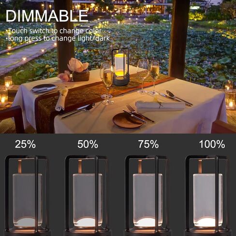Portable Metal Table Lamp for Indoor/Outdoor ,Rechargeable Cordless LED Lamp, 3-Colour Infinitely Dimming Battery Powered Small Desk Lamp, Restaurant/Bedroom/Bar/Coffee Shop/Camping Light (Gold) in Kuwait