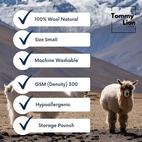 Tommy Lion - Alpaca Wool Blanket 80 x 45 inch, Hypoallergenic, Soft, Lightweight, Handwoven. Ideal for camping or travel Natural black and white color in Saudi Arabia