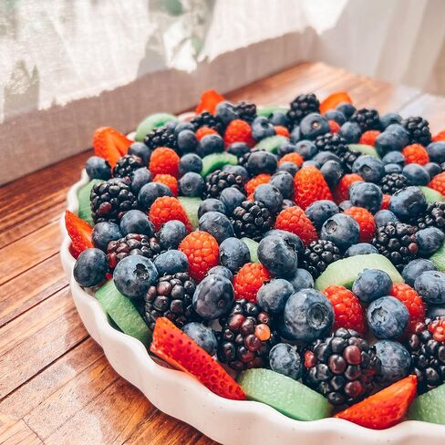 Mora Ceramic Tart Pan, 9.5 Inch Large Porcelain Baking Dish for Tarts, Quiche, Pie, Flan etc. Fluted Ruffled Edge, Oven, Microwave, Freezer, and Dishwasher safe - Great Gift For Bakers - Earl Grey in Kuwait