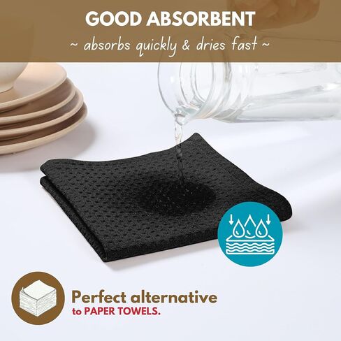 Native Fab Cotton Kitchen Towel with Hanging Loop 16x26 inches, 6-Pack, Waffle Weave Kitchen Towels for Cleaning Drying, Washcloths Soft & Absorbent Cloth Rags, Bar Towel, Dish Cloth, Teal Green in Saudi Arabia