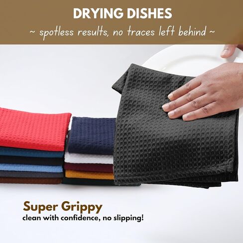 Native Fab Cotton Kitchen Towel with Hanging Loop 16x26 inches, 6-Pack, Waffle Weave Kitchen Towels for Cleaning Drying, Washcloths Soft & Absorbent Cloth Rags, Bar Towel, Dish Cloth, Teal Green in Saudi Arabia