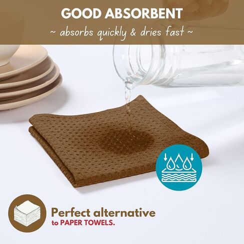 Native Fab Cotton Kitchen Towel with Hanging Loop 16x26 inches, 6-Pack, Waffle Weave Kitchen Towels for Cleaning Drying, Washcloths Soft & Absorbent Cloth Rags, Bar Towel, Dish Cloth, Teal Green in Saudi Arabia