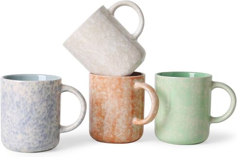 MONITO 12 OZ Coffee Mugs Set of 4, Ceramic Coffee Mugs,Modern Coffee Mugs Set with handle for Tea/Latte/Cappuccino/Milk/Cocoa. (colorful, 4 Count（Pack of 1）) in Saudi Arabia