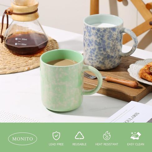 MONITO 12 OZ Coffee Mugs Set of 4, Ceramic Coffee Mugs,Modern Coffee Mugs Set with handle for Tea/Latte/Cappuccino/Milk/Cocoa. (colorful, 4 Count（Pack of 1）) in Saudi Arabia