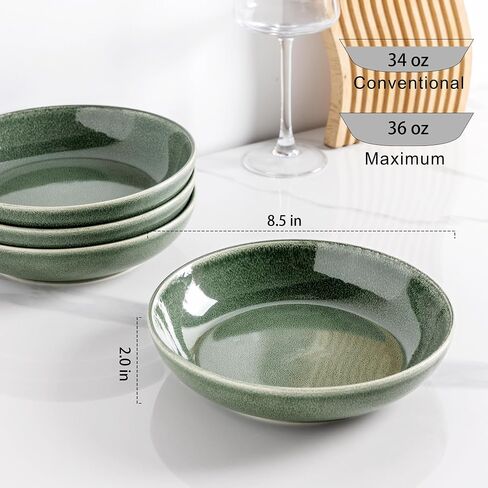 AmorArc 8.5'' Large Ceramic Pasta Bowls, 36oz Stoneware Pasta Serving Bowls Set of 4 for Kitchen, Wide Bowls for Pasta,Salad,Oatmeal, Microwave Safe, Reactive Glaze-Ocean in Saudi Arabia