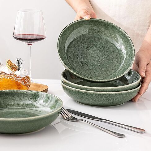 AmorArc 8.5'' Large Ceramic Pasta Bowls, 36oz Stoneware Pasta Serving Bowls Set of 4 for Kitchen, Wide Bowls for Pasta,Salad,Oatmeal, Microwave Safe, Reactive Glaze-Ocean in Saudi Arabia